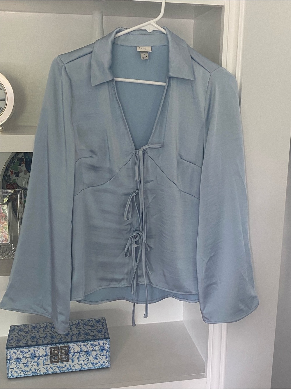 Target Pale Blue Tie-Front Satin Blouse - Women